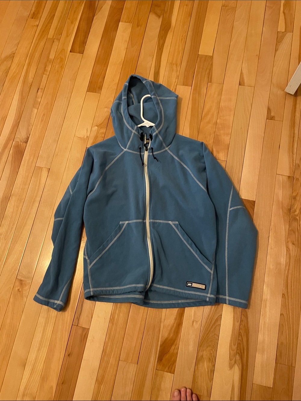 y2k Blue Hooded Jacket with Full-Zip
